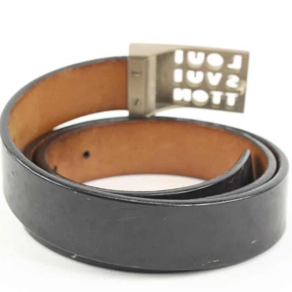 Louis Vuitton 90/36 Black x Silver Outline LV Shadow Belt 52lv218s - Picture 6 of 12